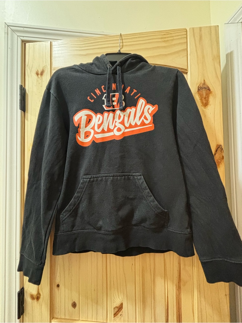 Team Apparel Black Crewneck Bengals Pullover with Orange Script